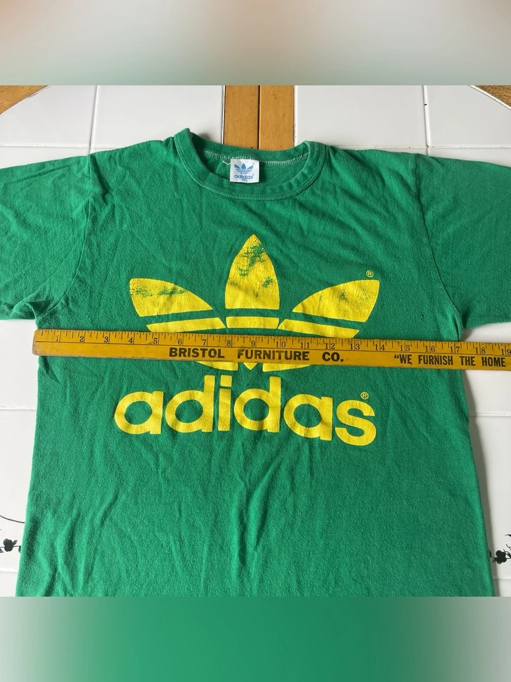 Vintage adidas t shirt s trefoil logo double sided 80s single stitch green retro